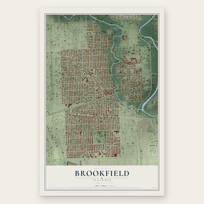 Brookfield, Illinois map print, the full design