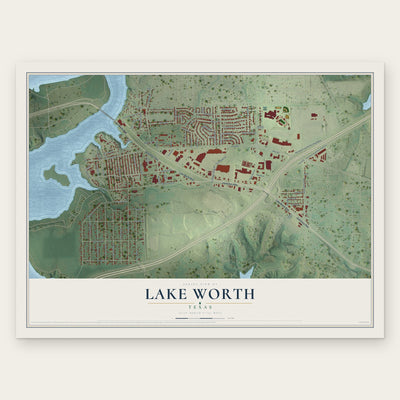Lake Worth, Texas map print, the full design