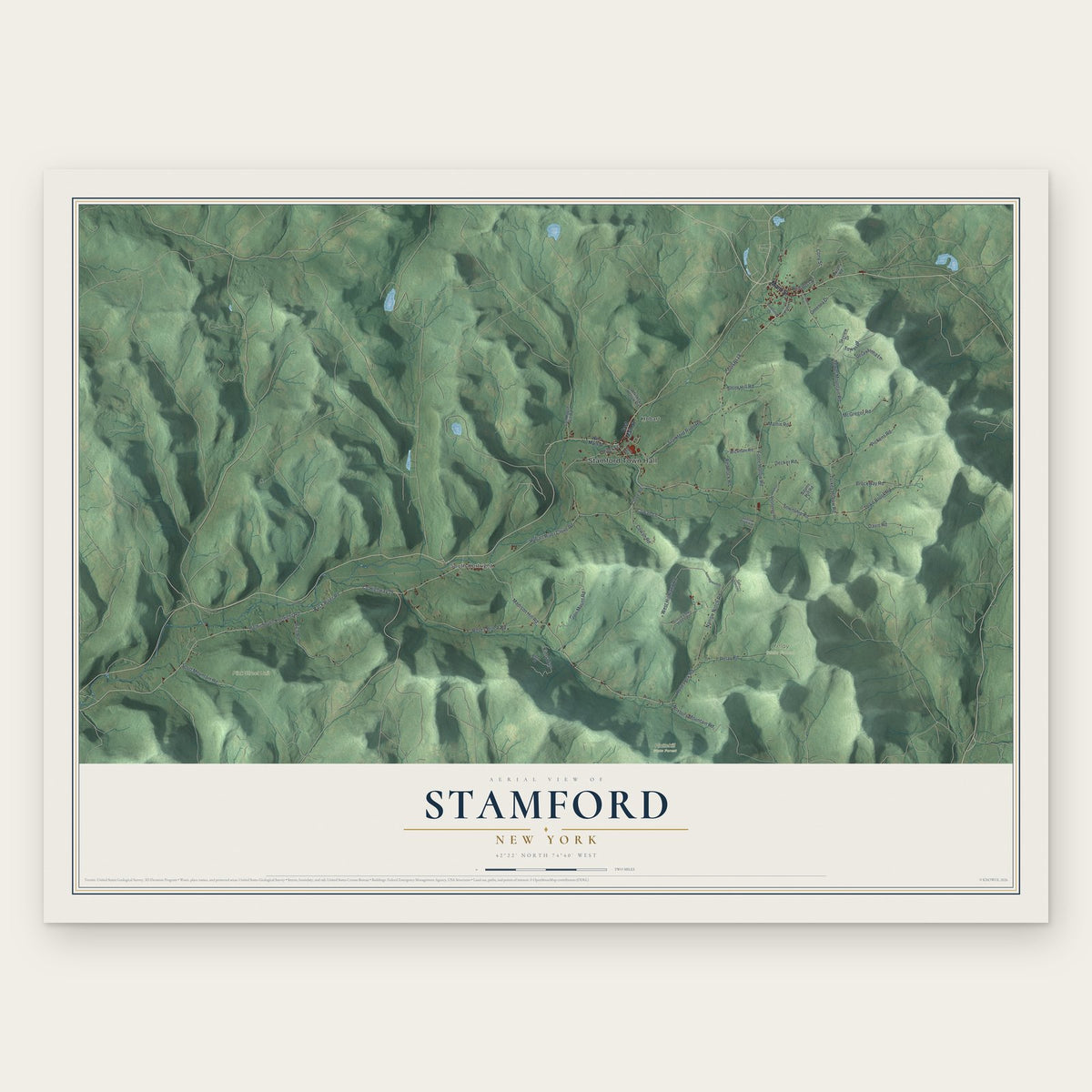 Stamford, New York map print, the full design