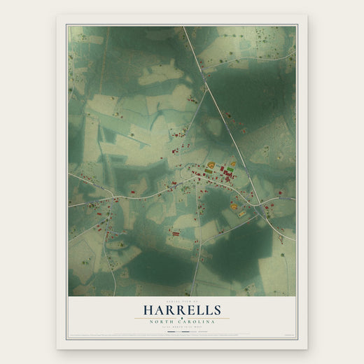 Harrells, North Carolina map print, the full design