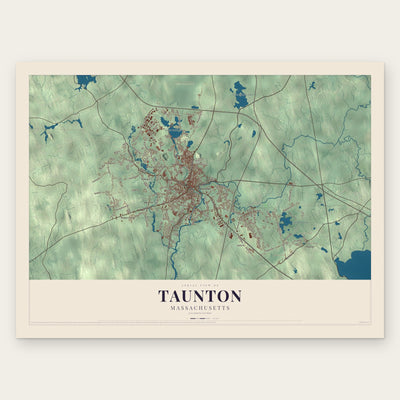 Taunton, Massachusetts map print, the full design