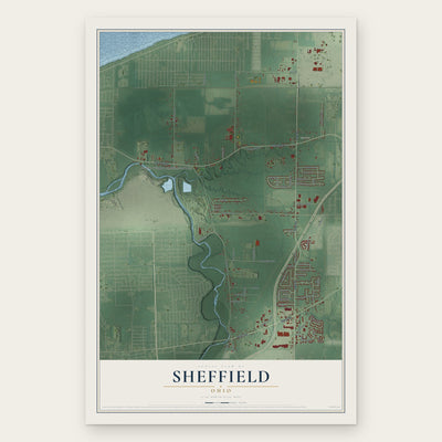 Sheffield, Ohio map print, the full design