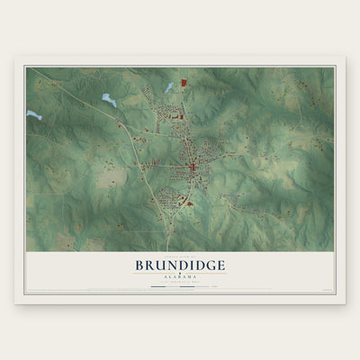 Brundidge, Alabama map print, the full design