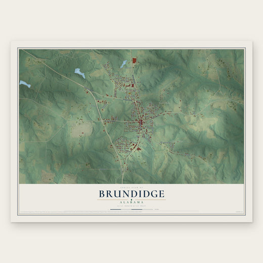 Brundidge, Alabama map print, the full design