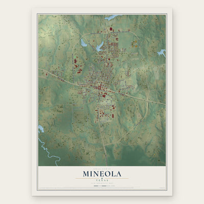 Mineola, Texas map print, the full design