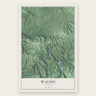 Waldo, Alabama map print, the full design