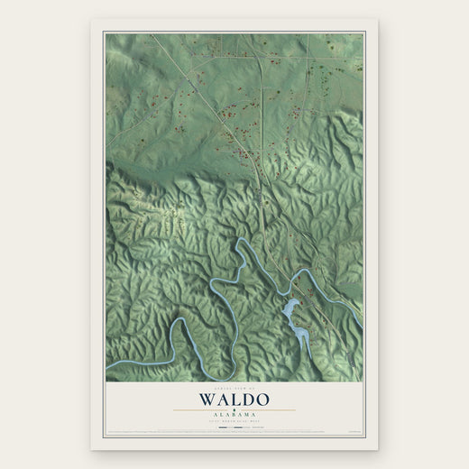 Waldo, Alabama map print, the full design