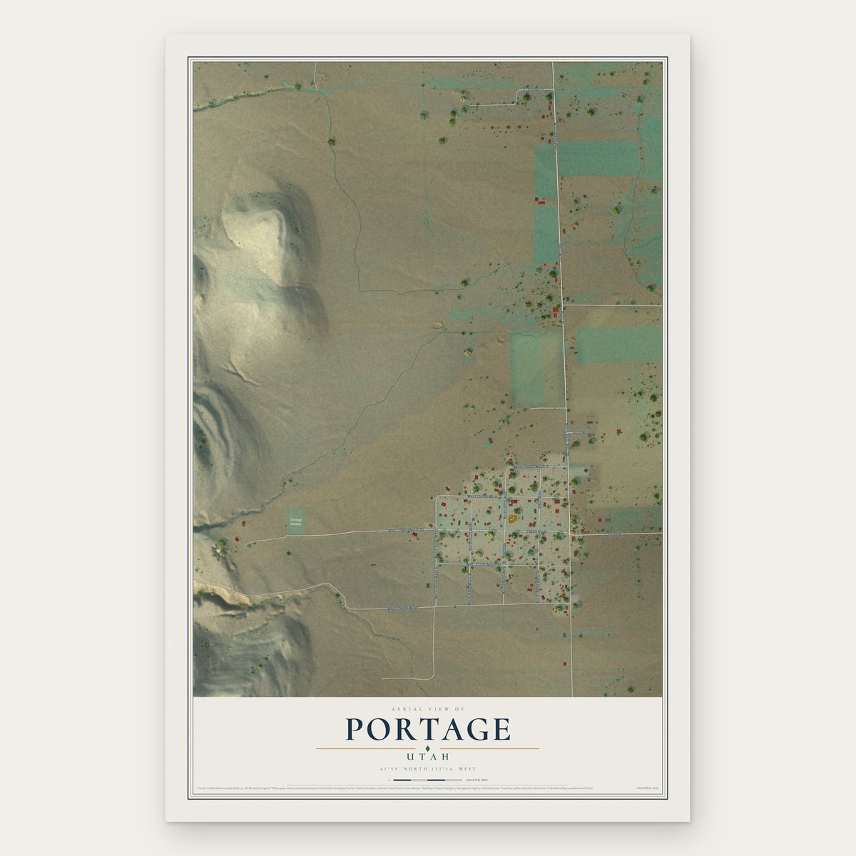 Portage, Utah map print, the full design