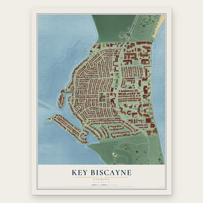 Key Biscayne, Florida map print, the full design