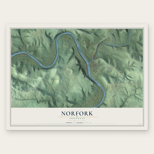 Norfork, Arkansas map print, the full design