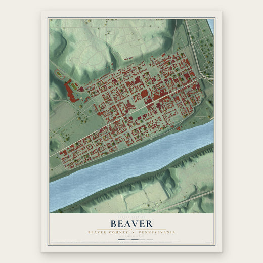 Beaver, Beaver County, Pennsylvania map print, the full design