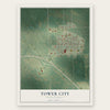 Tower City, North Dakota map print, the full design