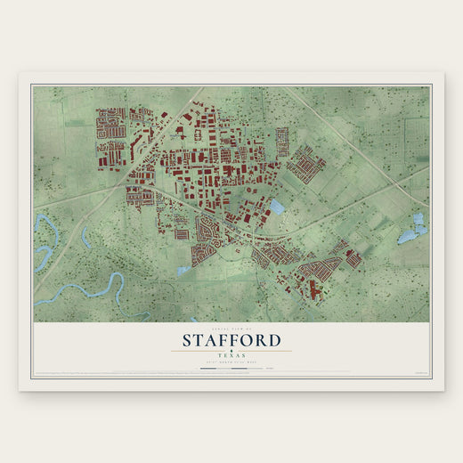 Stafford, Texas map print, the full design
