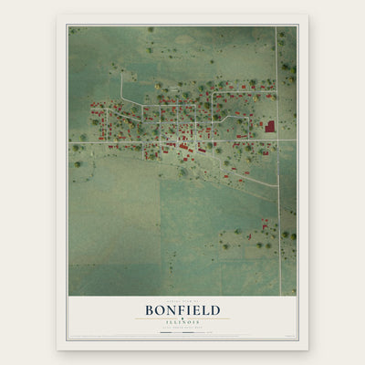 Bonfield, Illinois map print, the full design