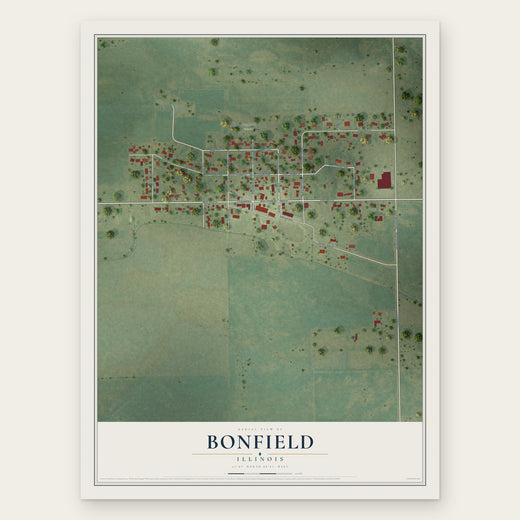 Bonfield, Illinois map print, the full design