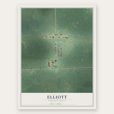 Elliott, North Dakota map print, the full design