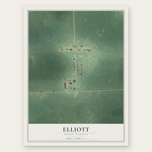 Elliott, North Dakota map print, the full design
