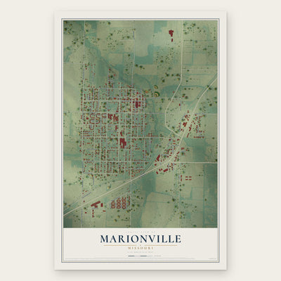 Marionville, Missouri map print, the full design