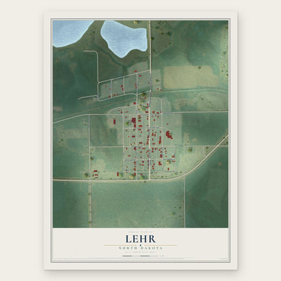 Lehr, North Dakota map print, the full design