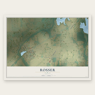 Rosser, Texas map print, the full design