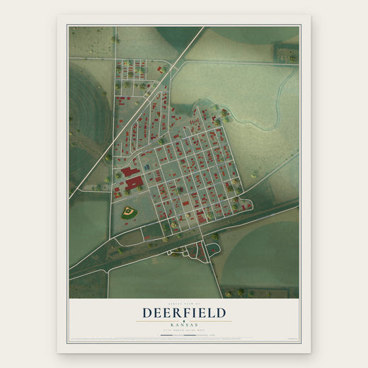 Deerfield, Kansas map print, the full design