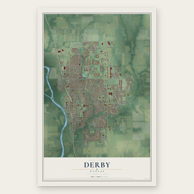 Derby, Kansas map print, the full design