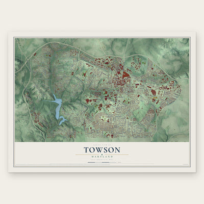 Towson, Maryland map print, the full design