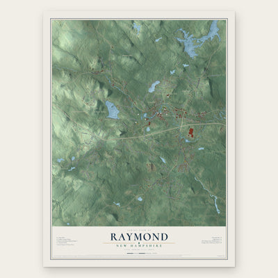 Raymond, New Hampshire map print, the full design