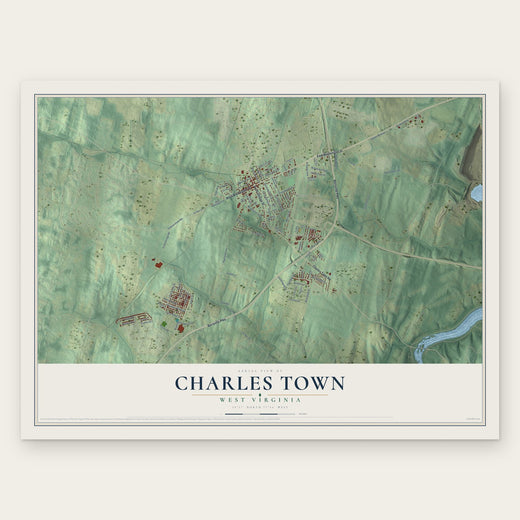 Charles Town, West Virginia map print, the full design