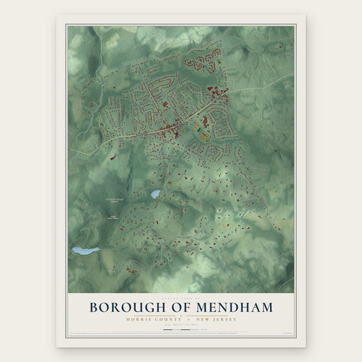 Borough of Mendham, Morris County, New Jersey map print, the full design