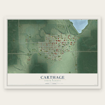 Carthage, South Dakota map print, the full design