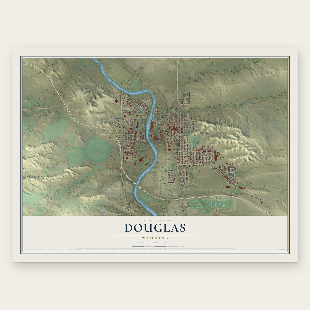Douglas, Wyoming map print, the full design