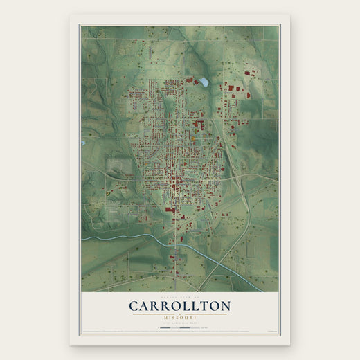 Carrollton, Missouri map print, the full design