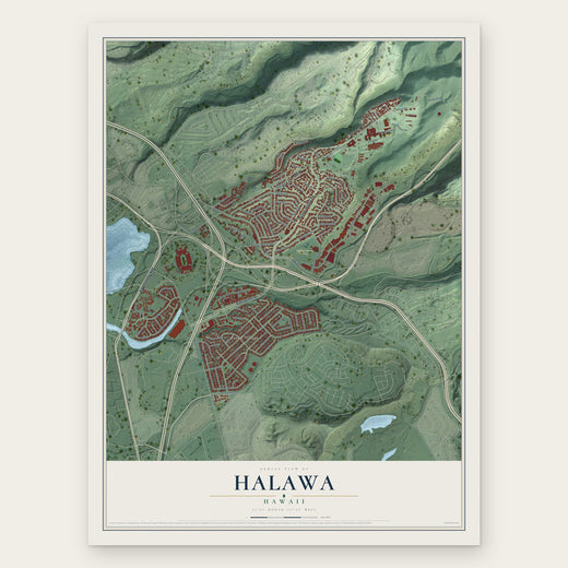 Halawa, Hawaii map print, the full design