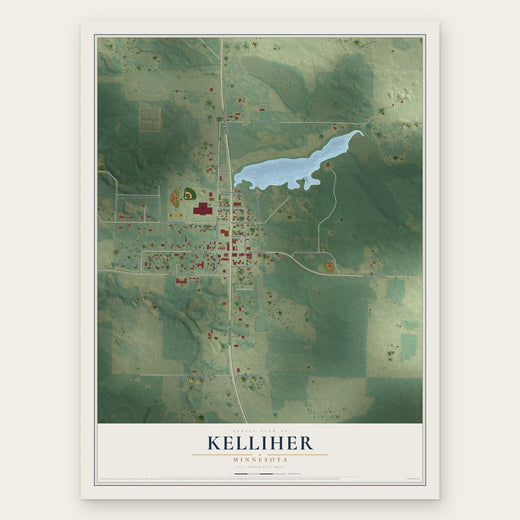 Kelliher, Minnesota map print, the full design