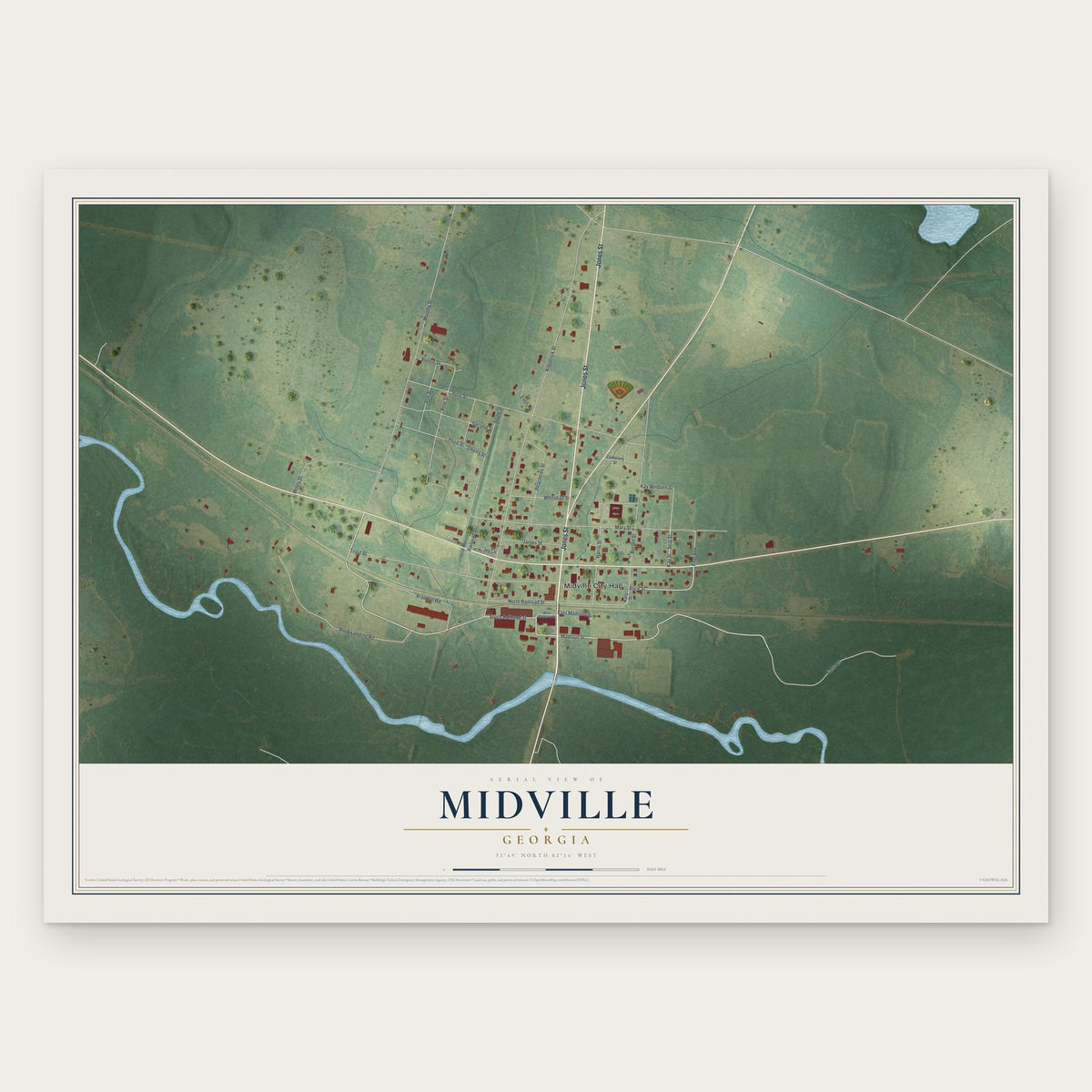 Midville, Georgia map print, the full design