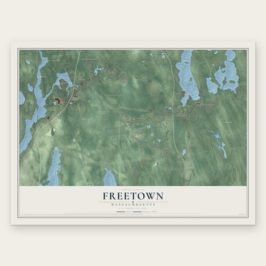Freetown, Massachusetts map print, the full design