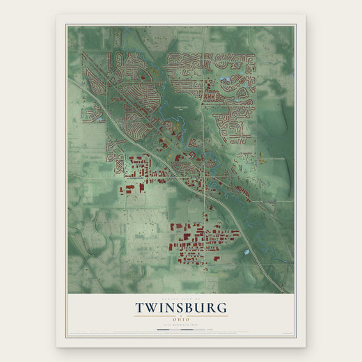 Twinsburg, Ohio map print, the full design