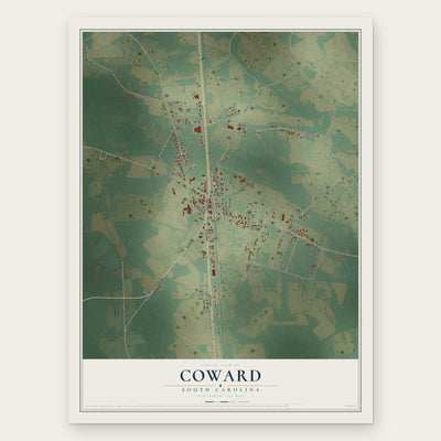 Coward, South Carolina map print, the full design