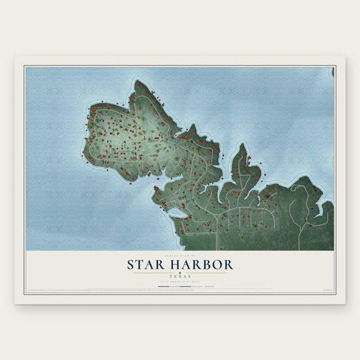 Star Harbor, Texas map print, the full design