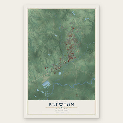 Brewton, Alabama map print, the full design
