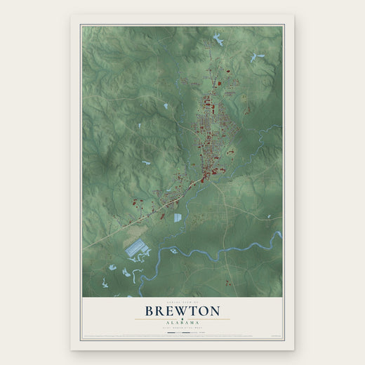 Brewton, Alabama map print, the full design