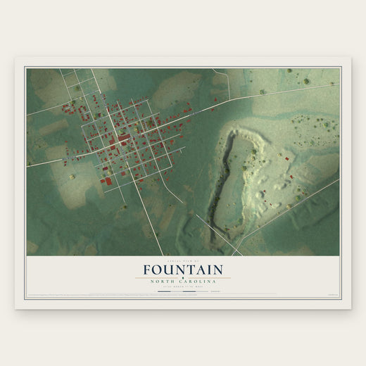Fountain, North Carolina map print, the full design