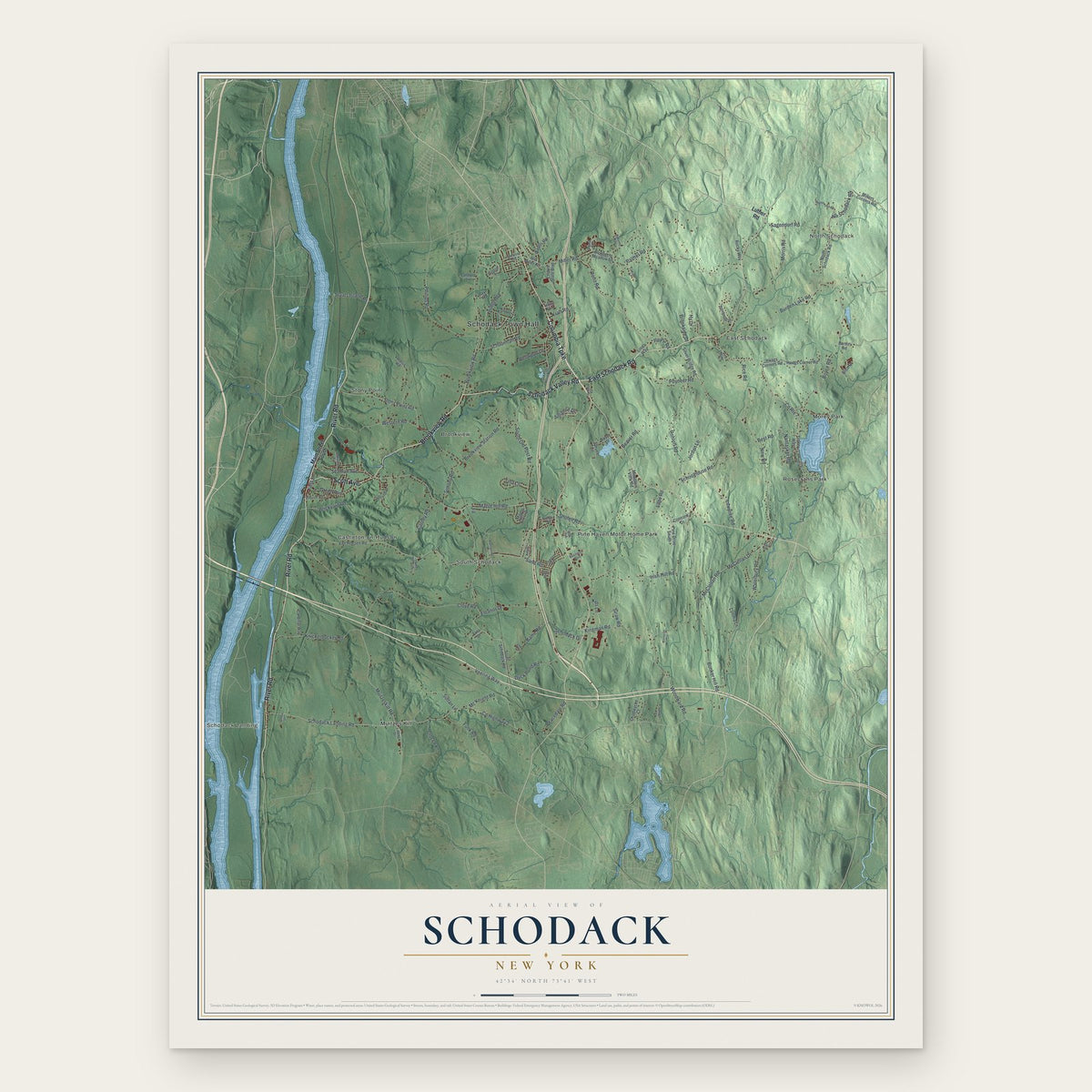 Schodack, New York map print, the full design