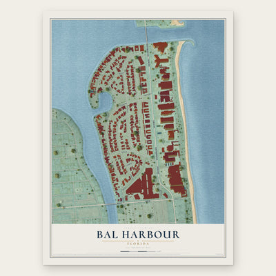 Bal Harbour, Florida map print, the full design