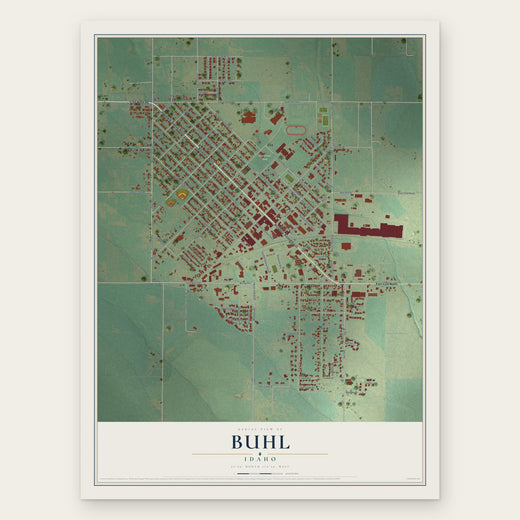 Buhl, Idaho map print, the full design