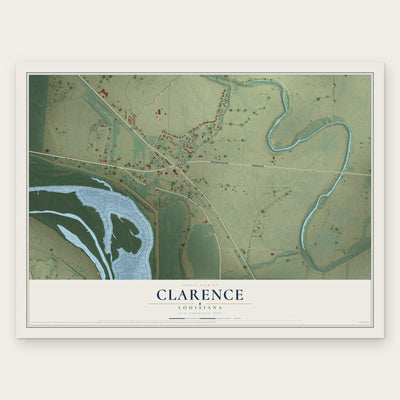 Clarence, Louisiana map print, the full design