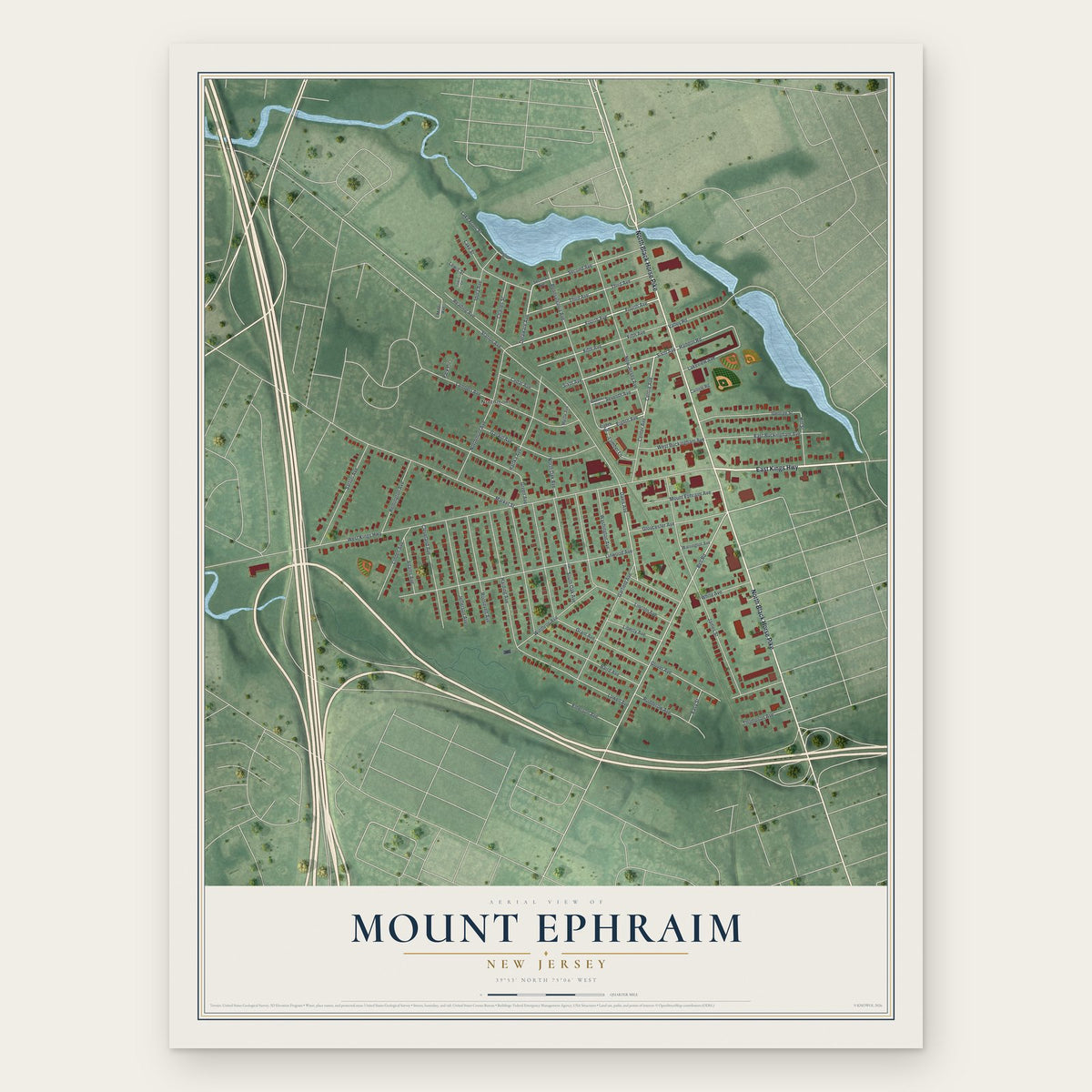 Mount Ephraim, New Jersey map print, the full design