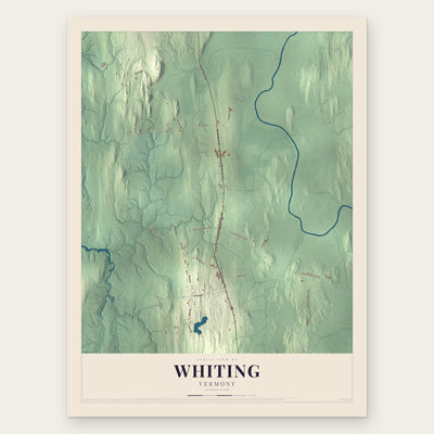 Whiting, Vermont map print, the full design