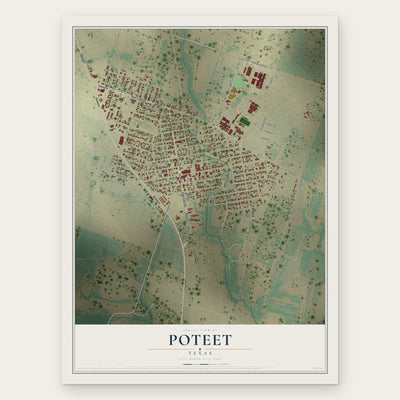 Poteet, Texas map print, the full design